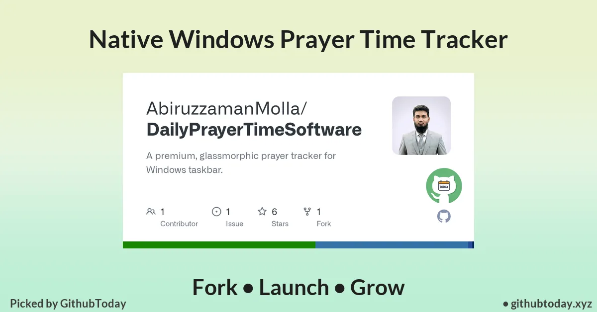 DailyPrayerTimeSoftware: A Native Windows Prayer Time App with Smart Tracking and Taskbar Integration